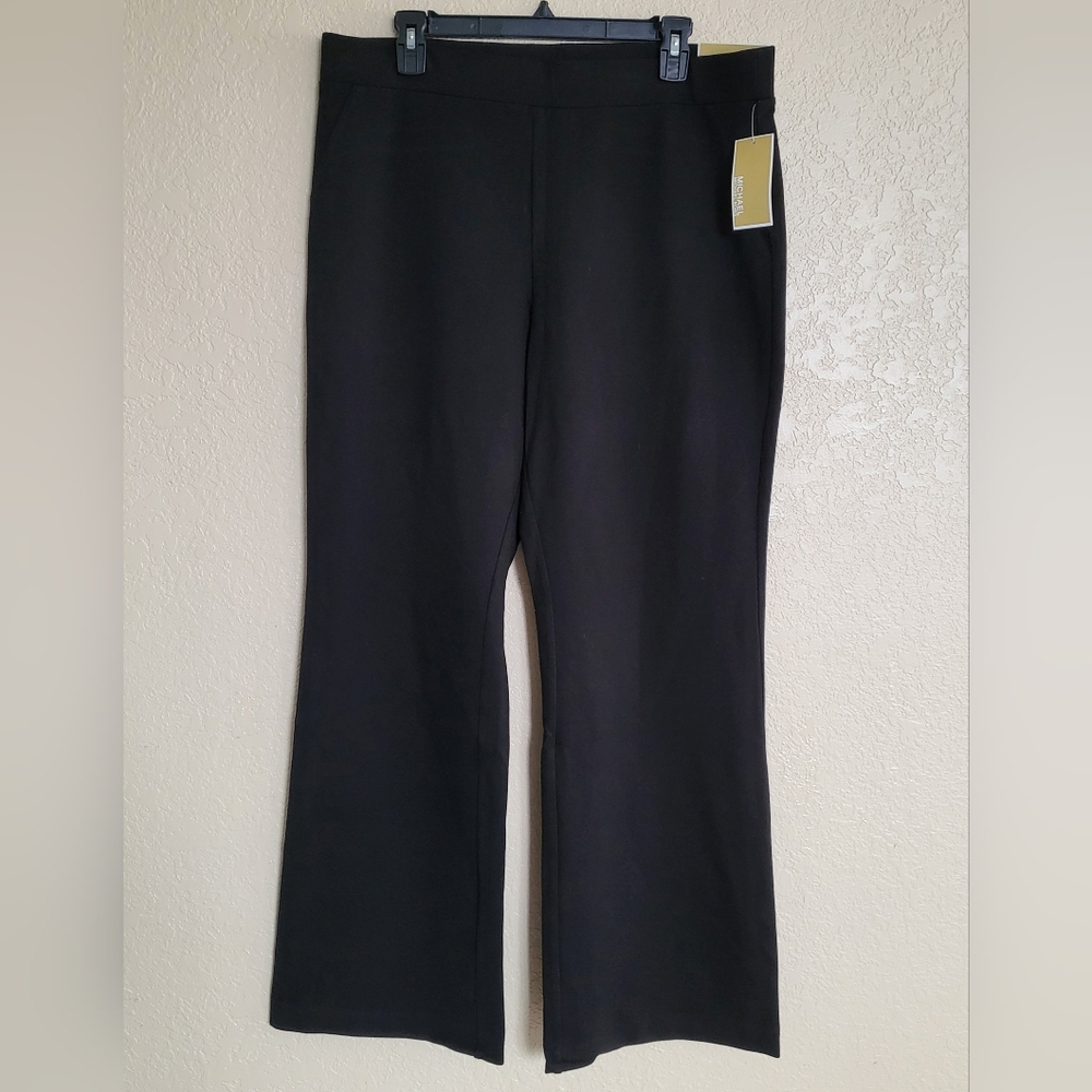Michael Kors women's Straight Fit pull on twill pants size XL black Trausers